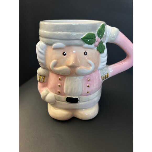 Christmas Mug Ceramic Nutcracker Mug With Pink & White Holiday Design Large - Picture 2 of 9